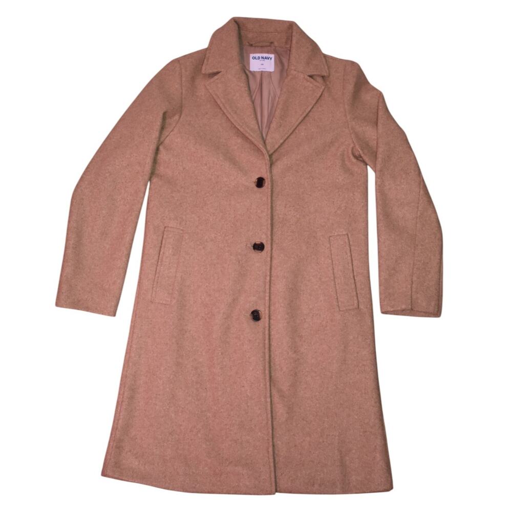 Old Navy CAR COAT Old Money Pea Coat 3 Button Overcoat - Camel Beige - Women XS